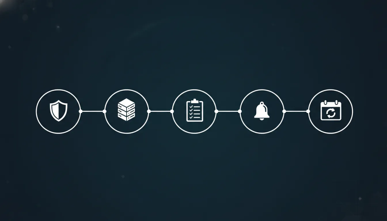 Cyber liability insurance review workflow with coverage, evidence, response, and renewal stages
