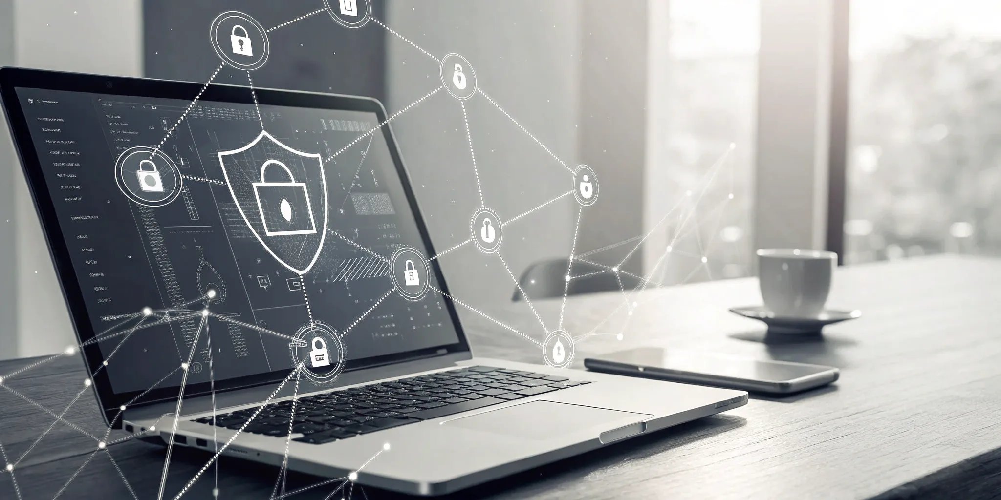 A laptop dashboard analyzing the Gartner Magic Quadrant for email security.
