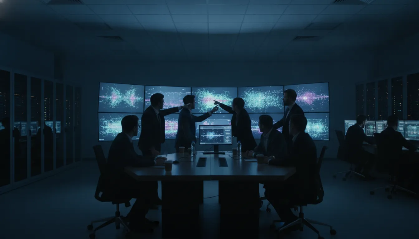 Security analysts reviewing endpoint telemetry in a modern operations center