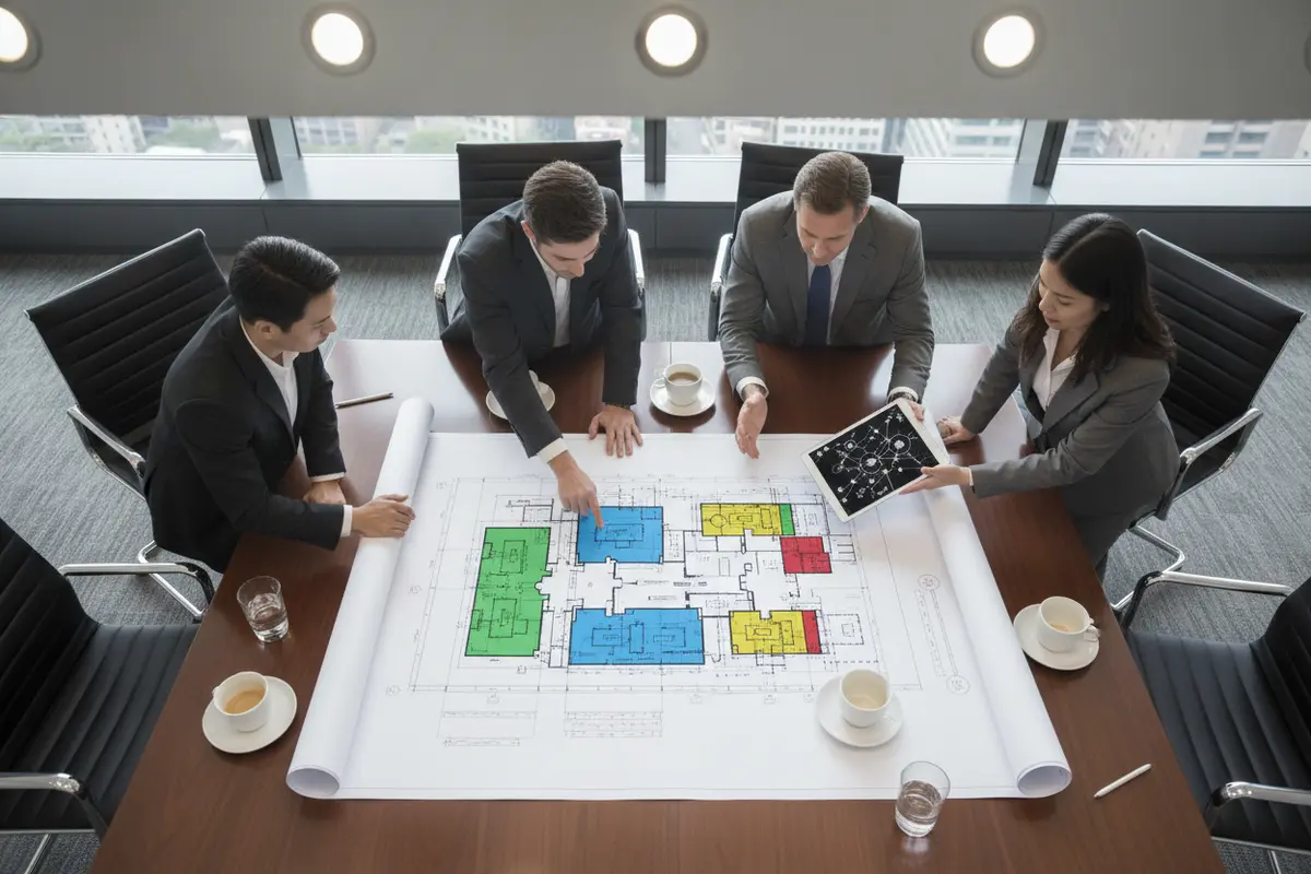 Facilities and IT leaders mapping access zones, identity sources, and system integrations across several sites