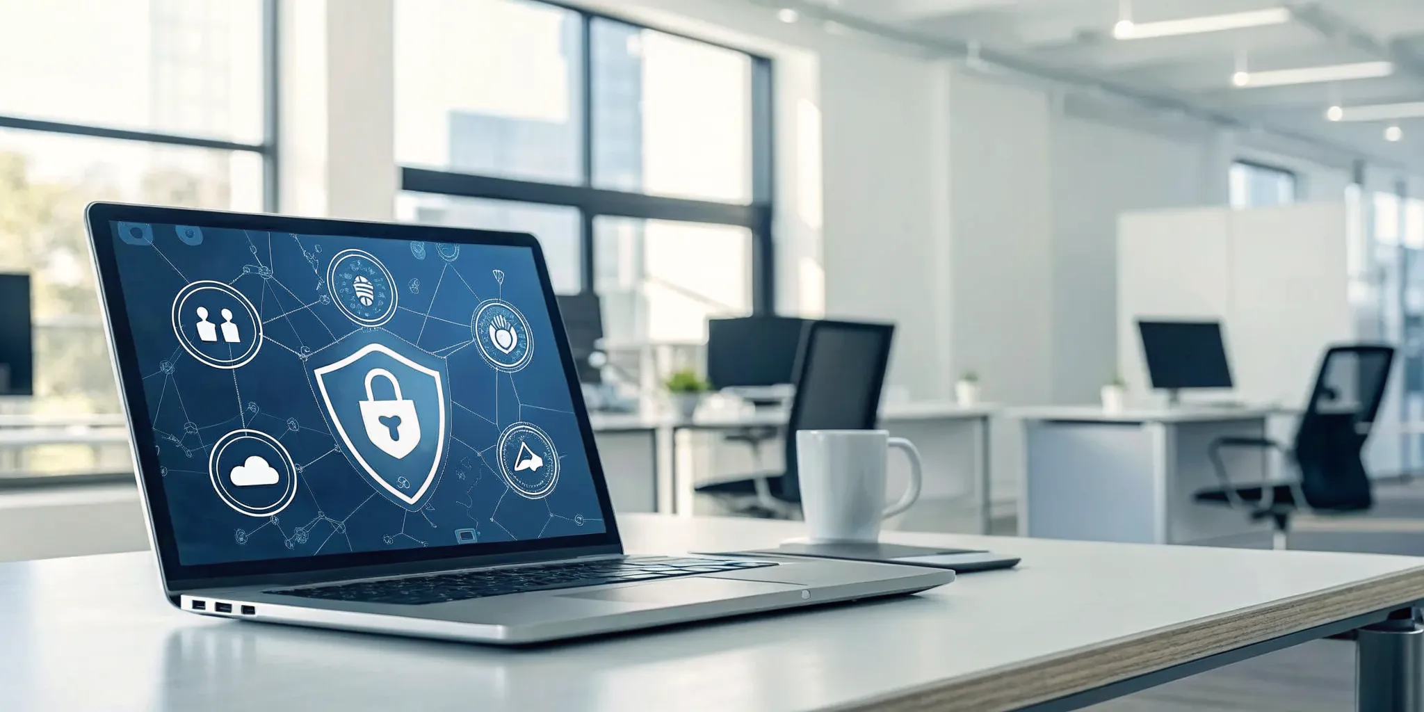 Laptop displaying the Windows virus and threat protection dashboard.