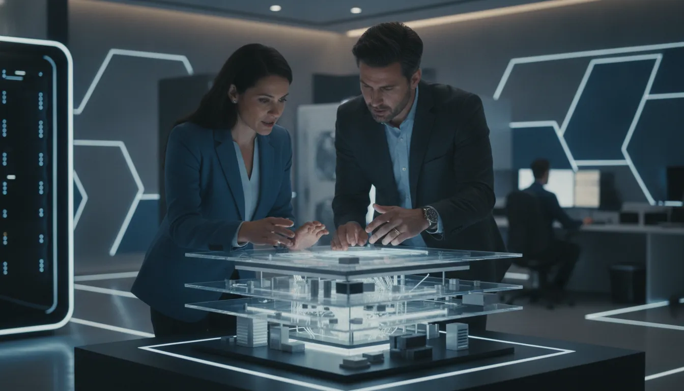 CIO and CTO reviewing an enterprise IT strategy and architecture model