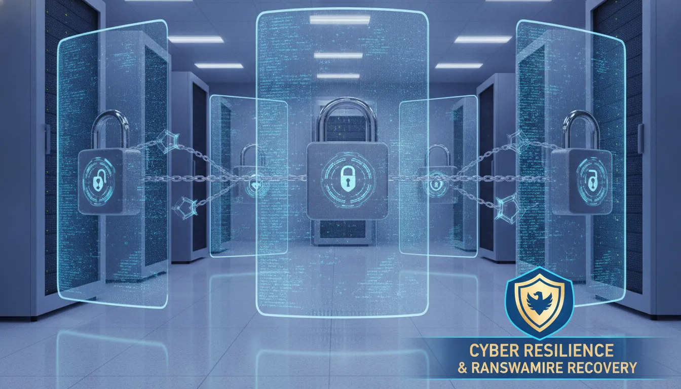 A highly secure server room representing a ransomware recovery plan