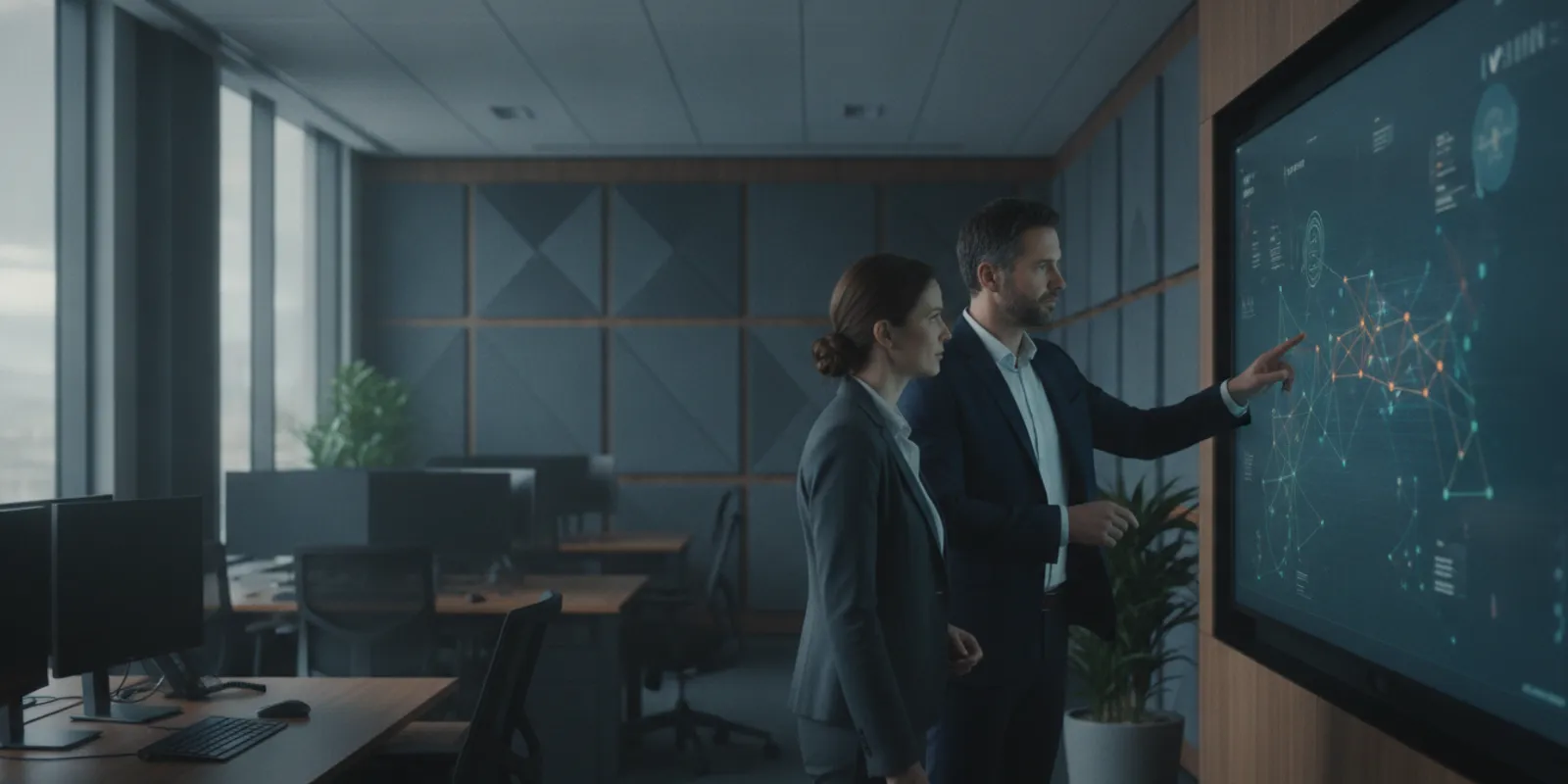 Security leader reviewing vulnerability findings and asset relationships on a monitor
