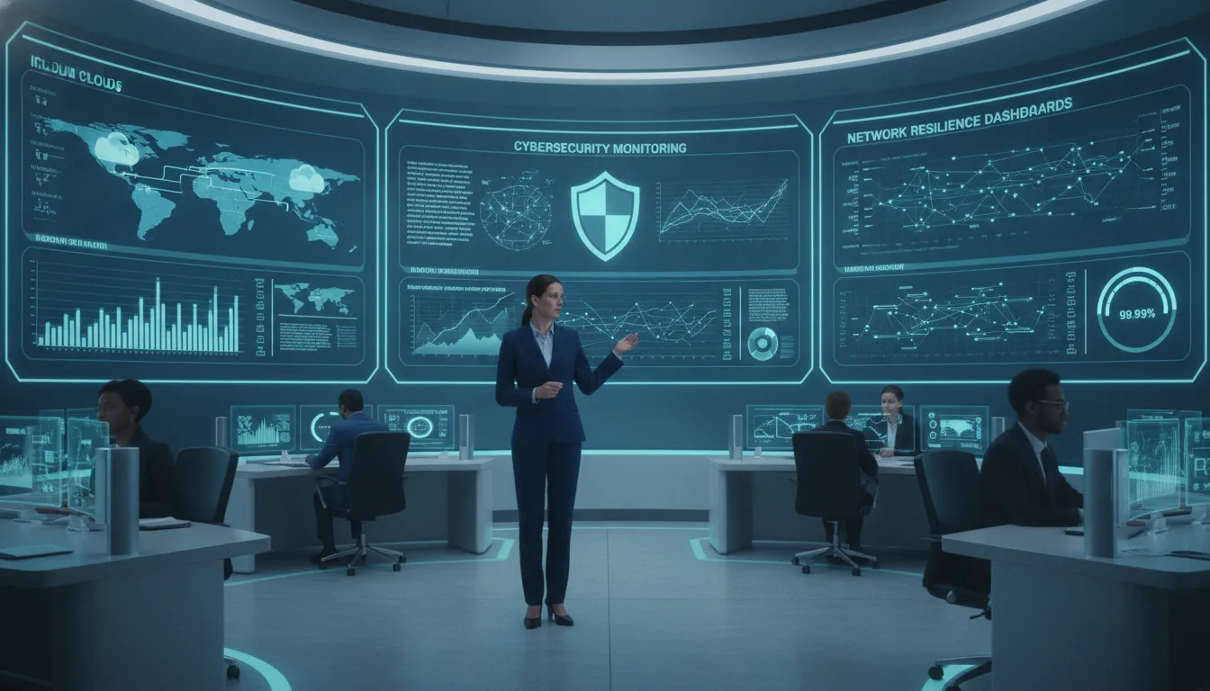 CIO reviewing managed IT operations and cybersecurity dashboards