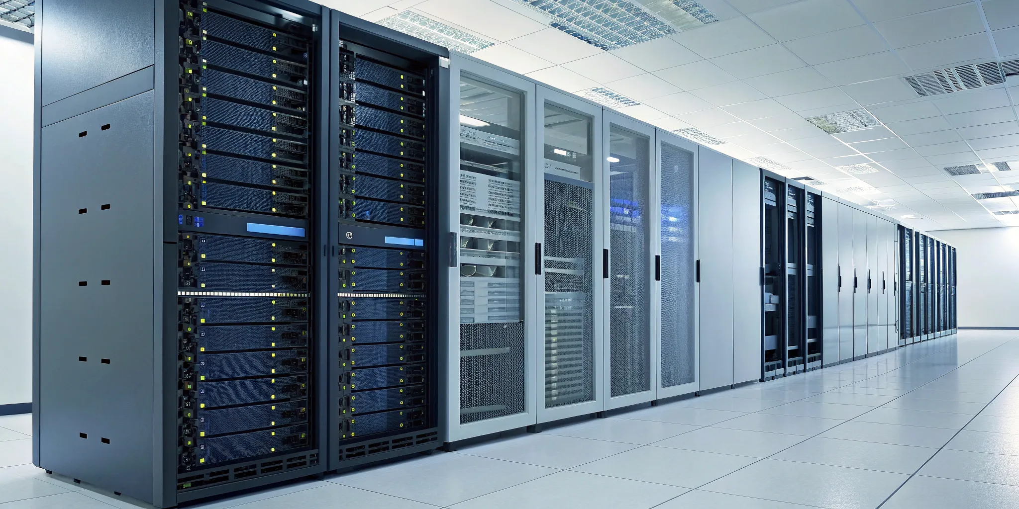 Server racks in a data center managed by a Microsoft Azure managed service provider.