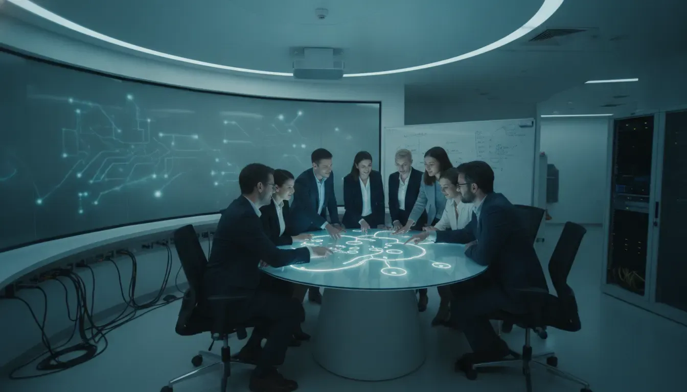 IT service management team coordinating business technology operations