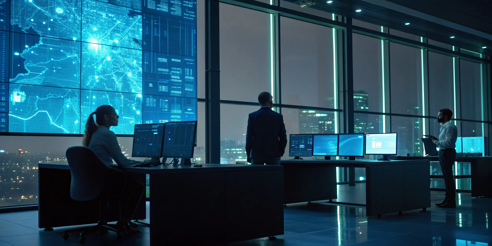 A SOC as a Service team monitoring for cybersecurity threats in a modern security operations center.