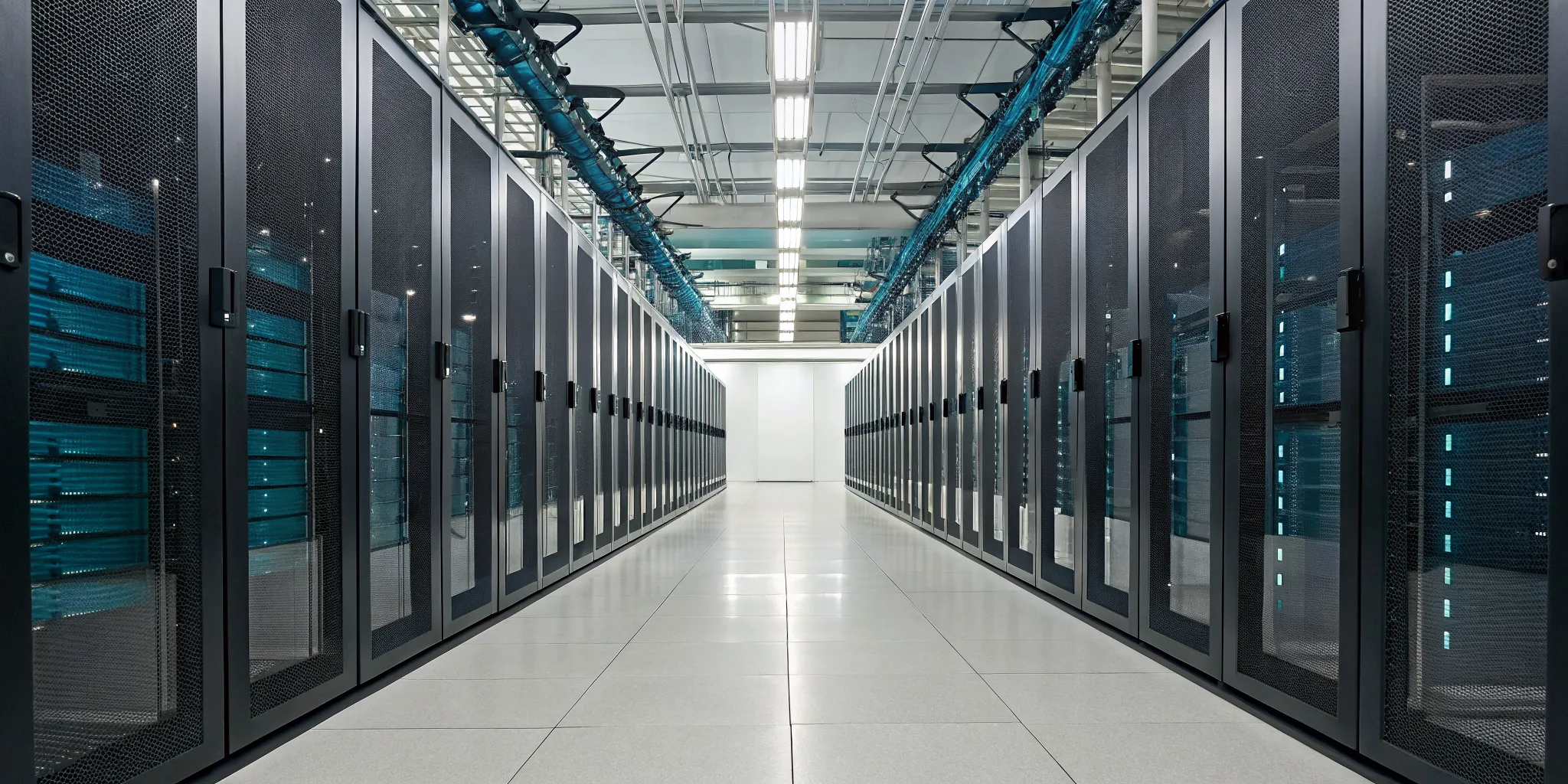 Enterprise data cabling design and installation in an organized server room.