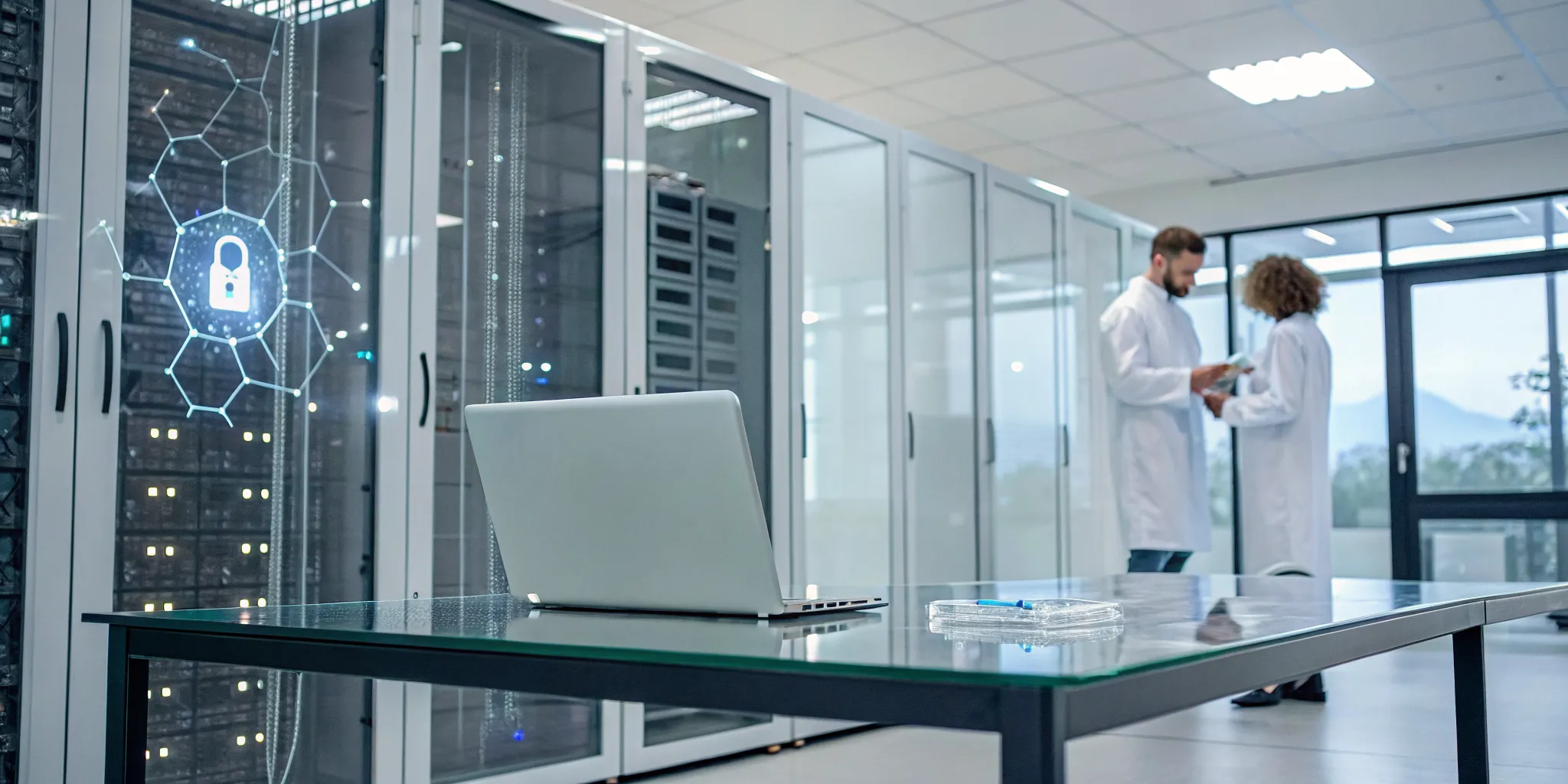 HIPAA compliant IT services for life sciences featuring secure servers and lab professionals.