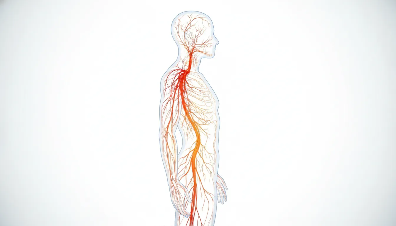 Illustration of neuropathy and peripheral nerve pathways