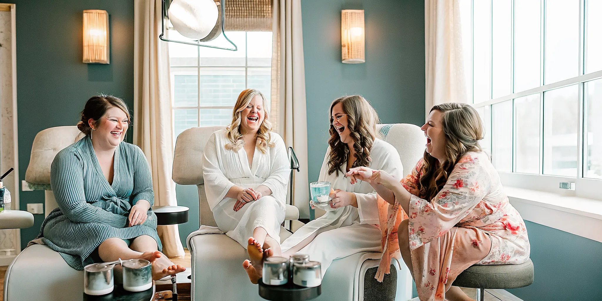 Bridal party at a professional waxing salon preparing for a wedding