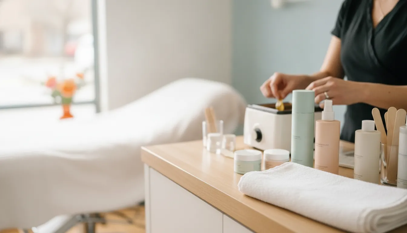 Client following gentle bikini waxing aftercare at home