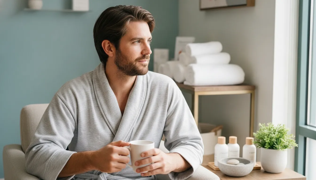 Man preparing for a professional waxing appointment