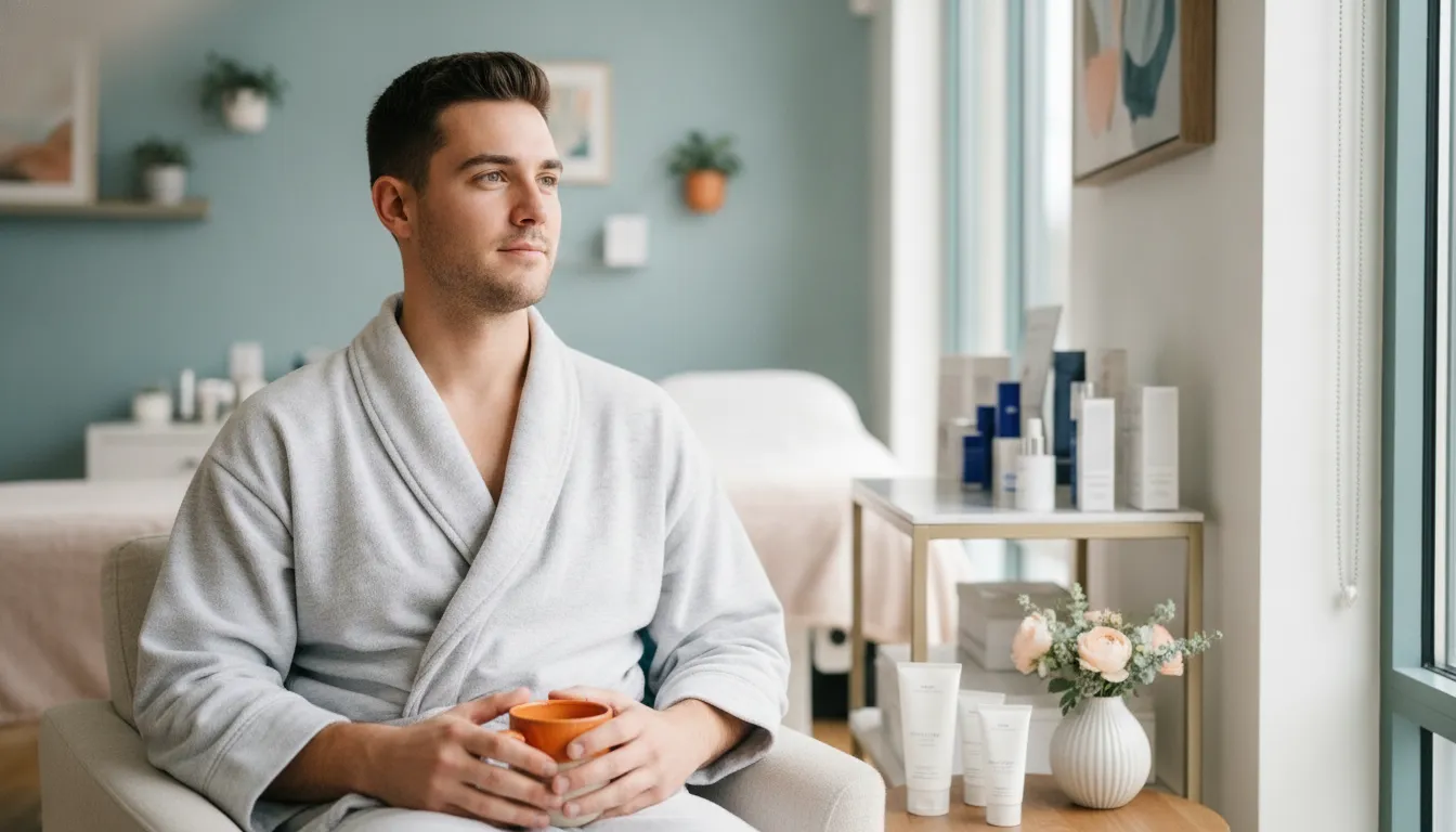 Man following a gentle aftercare routine for freshly waxed skin