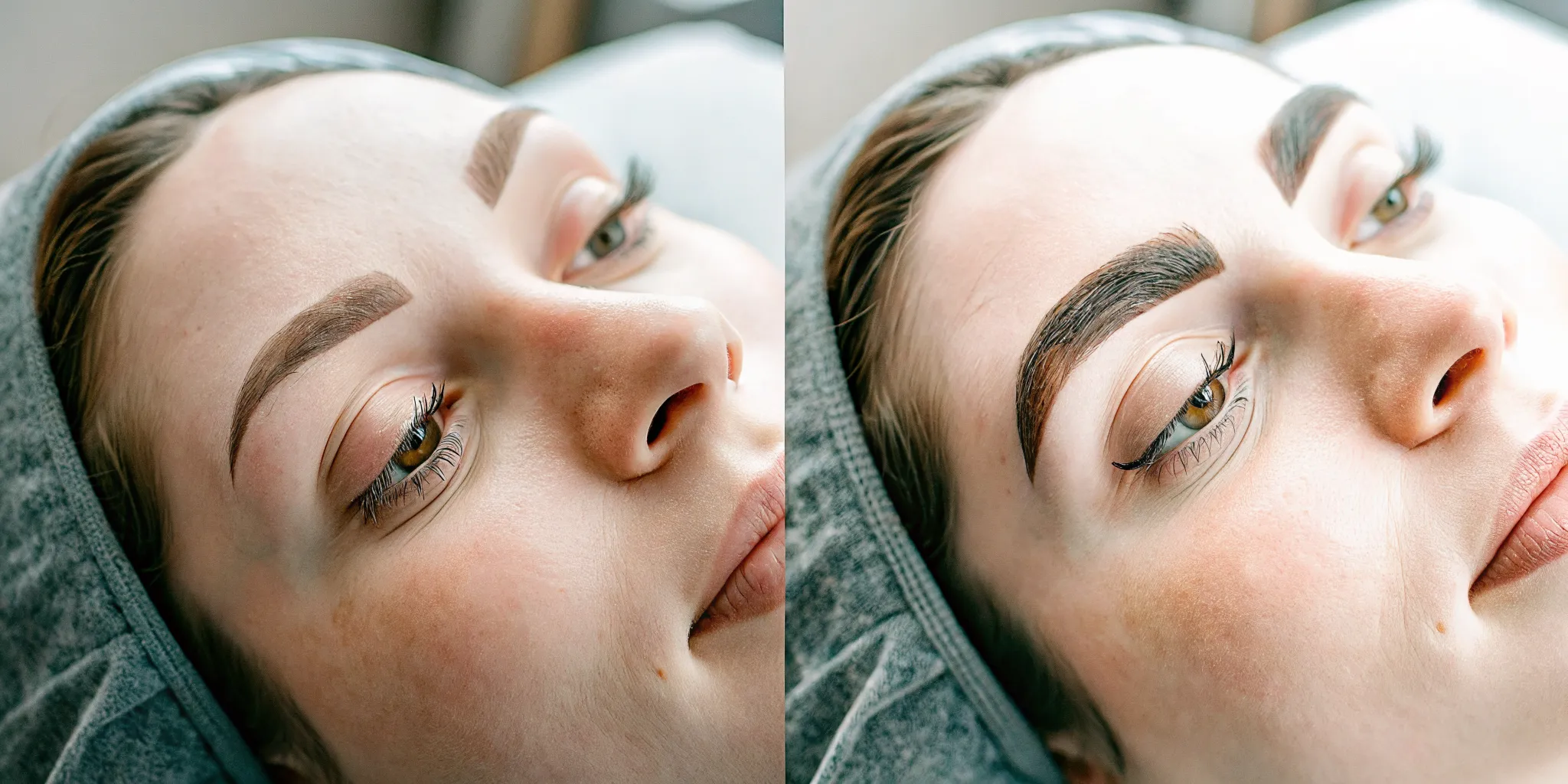 Well-shaped natural eyebrows showing clean groomed brow arch after professional waxing