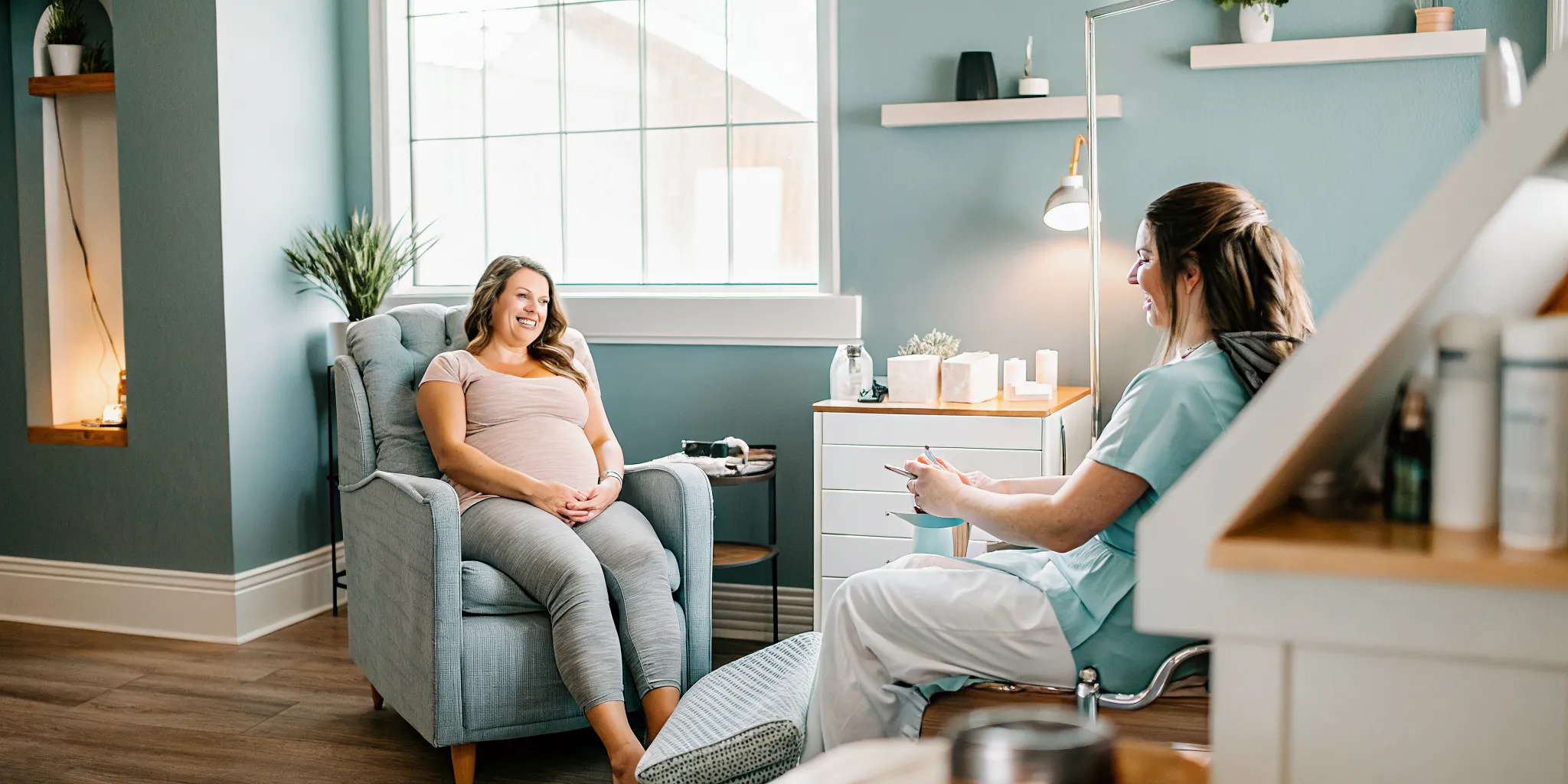 Comfort-first waxing during pregnancy appointment in a clean salon