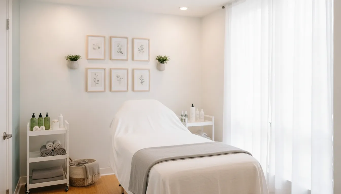 Clean professional waxing treatment room at Brazil's Waxing Center