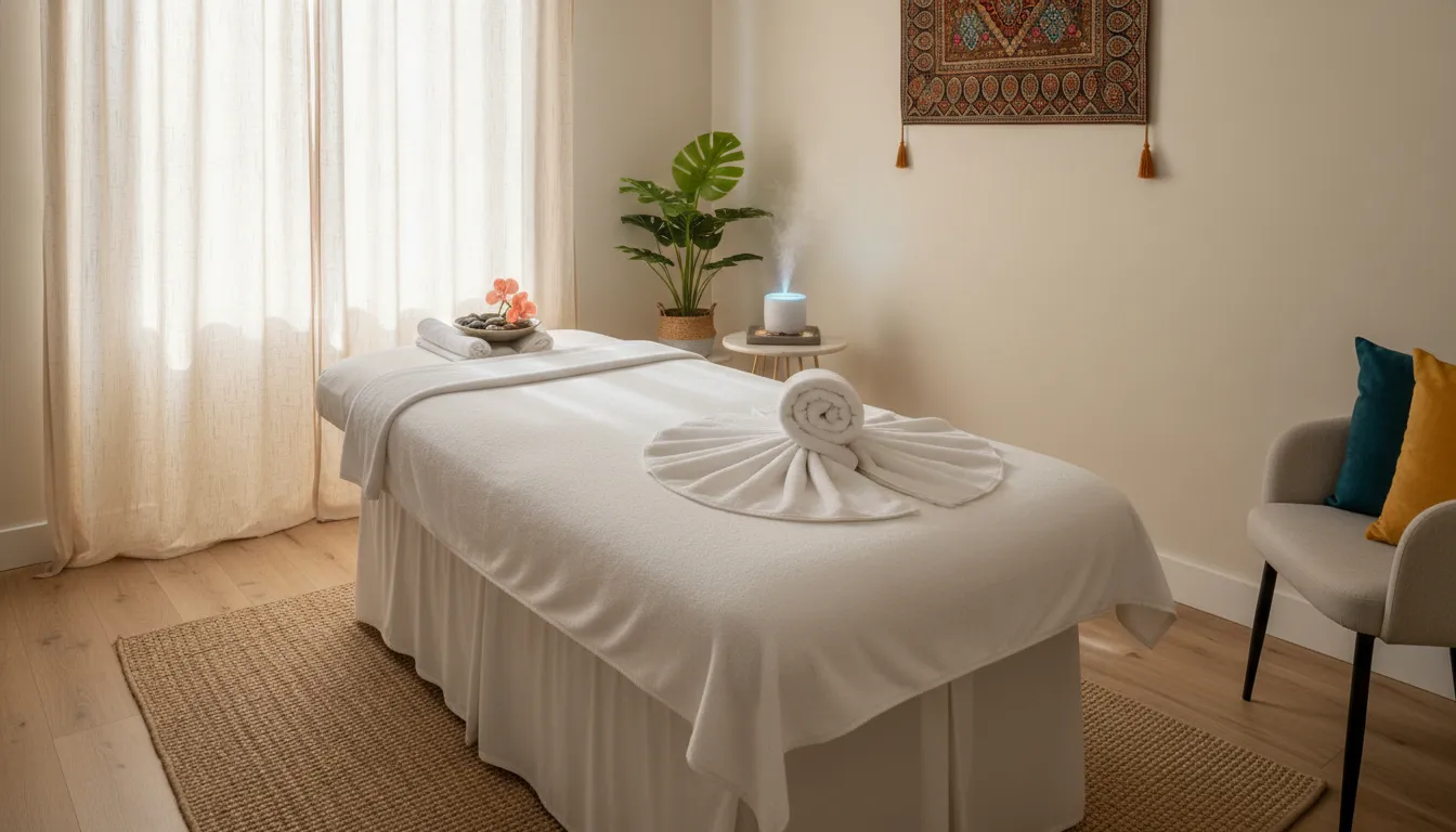 Private spa room prepared for a professional bikini wax appointment