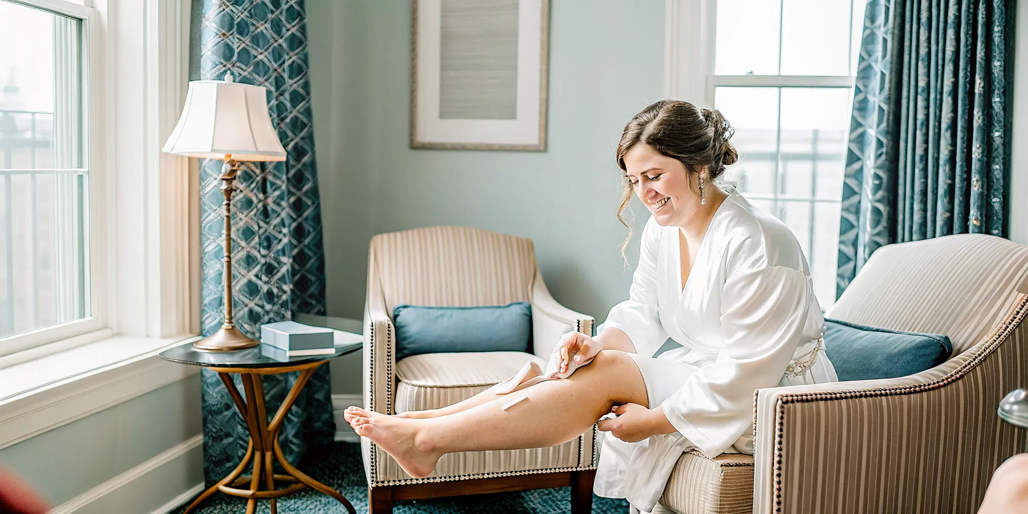Bride preparing for a waxing before wedding trial appointment