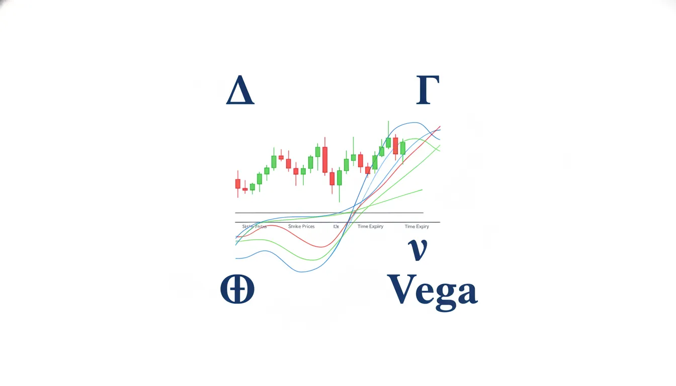 Options Greeks chart showing Delta, Gamma, Theta, and Vega risk metrics for SPX options