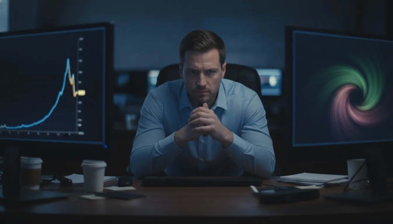 An options trader watching a volatility curve fade after a scheduled market announcement