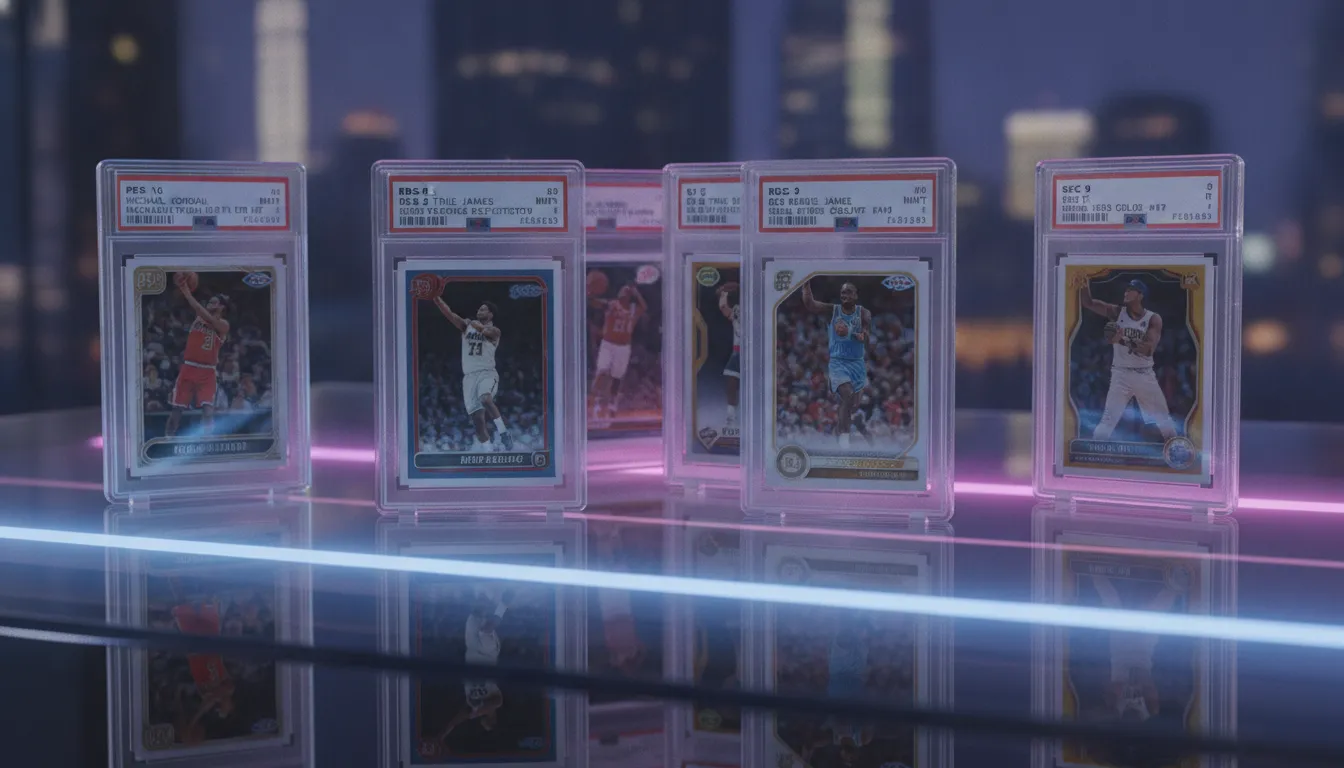 PSA vs BGS vs CGC grading market resale value comparison featuring basketball and baseball card slabs