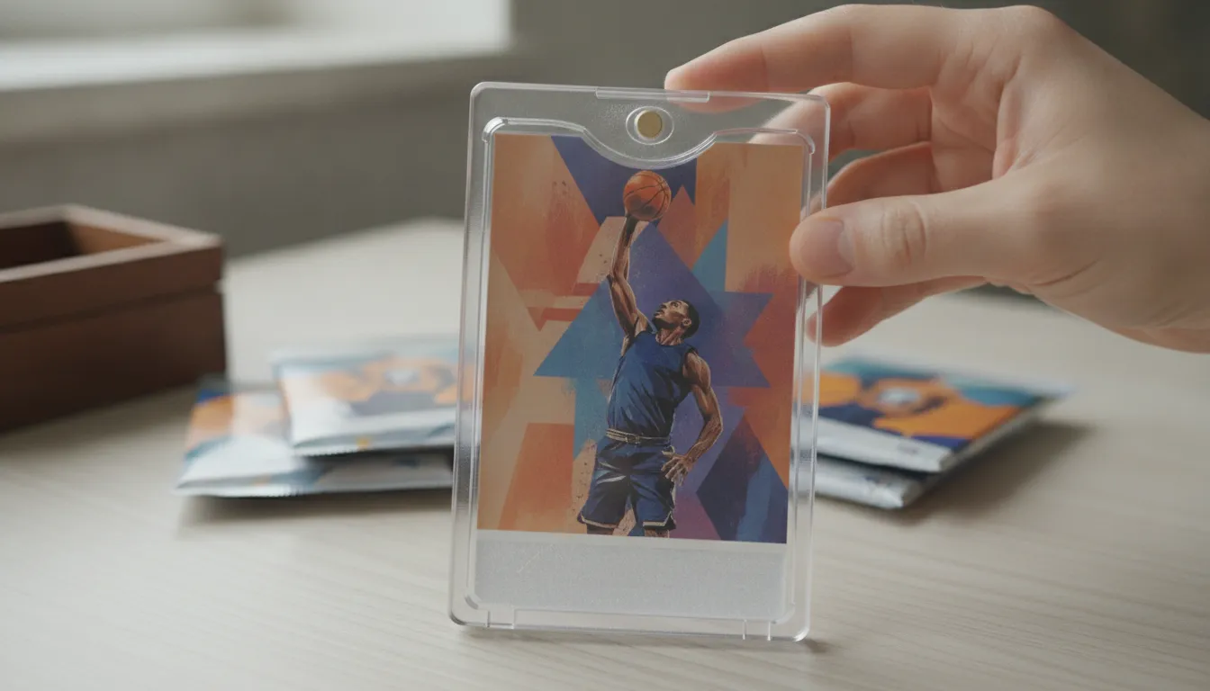 A graded basketball card held in a protective holder after buying a pack online