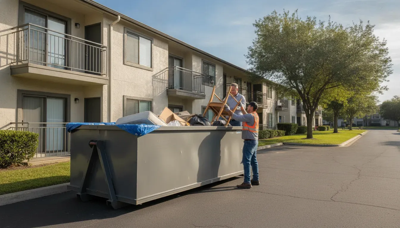 Driveway-friendly 15-yard dumpster at a Nashville apartment property