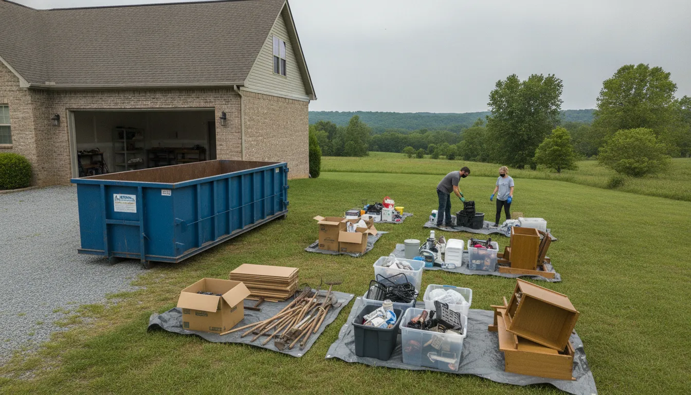 Organized Portland TN cleanout prepared for dumpster rental