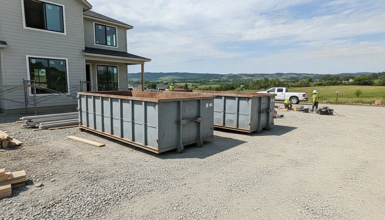 Side-by-side comparison of 15-yard and 20-yard dumpster sizes