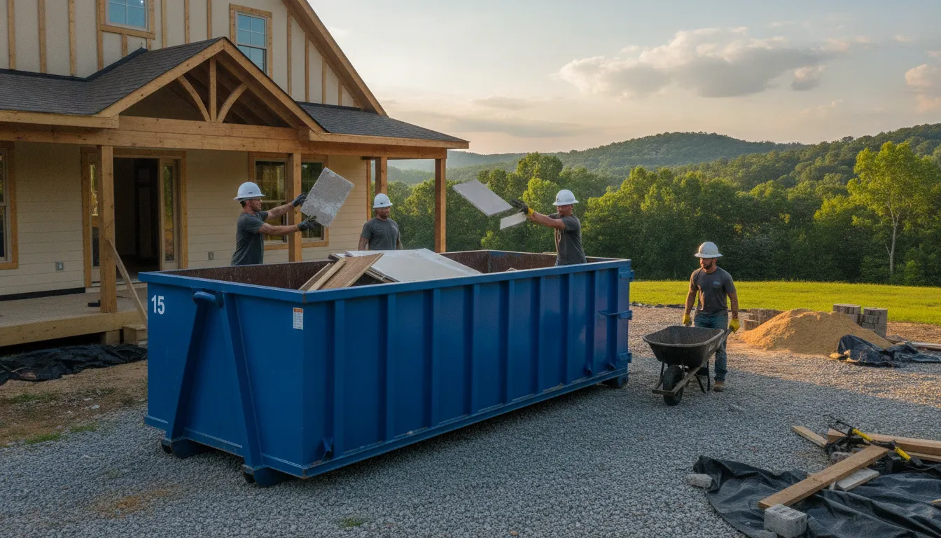 Safely loading a 15-yard dumpster rental in Portland TN