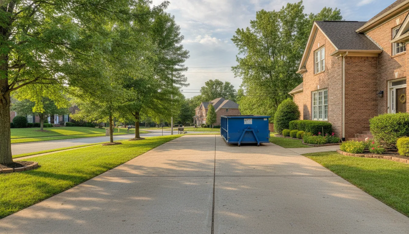 Clear driveway prepared for dumpster placement in Nashville