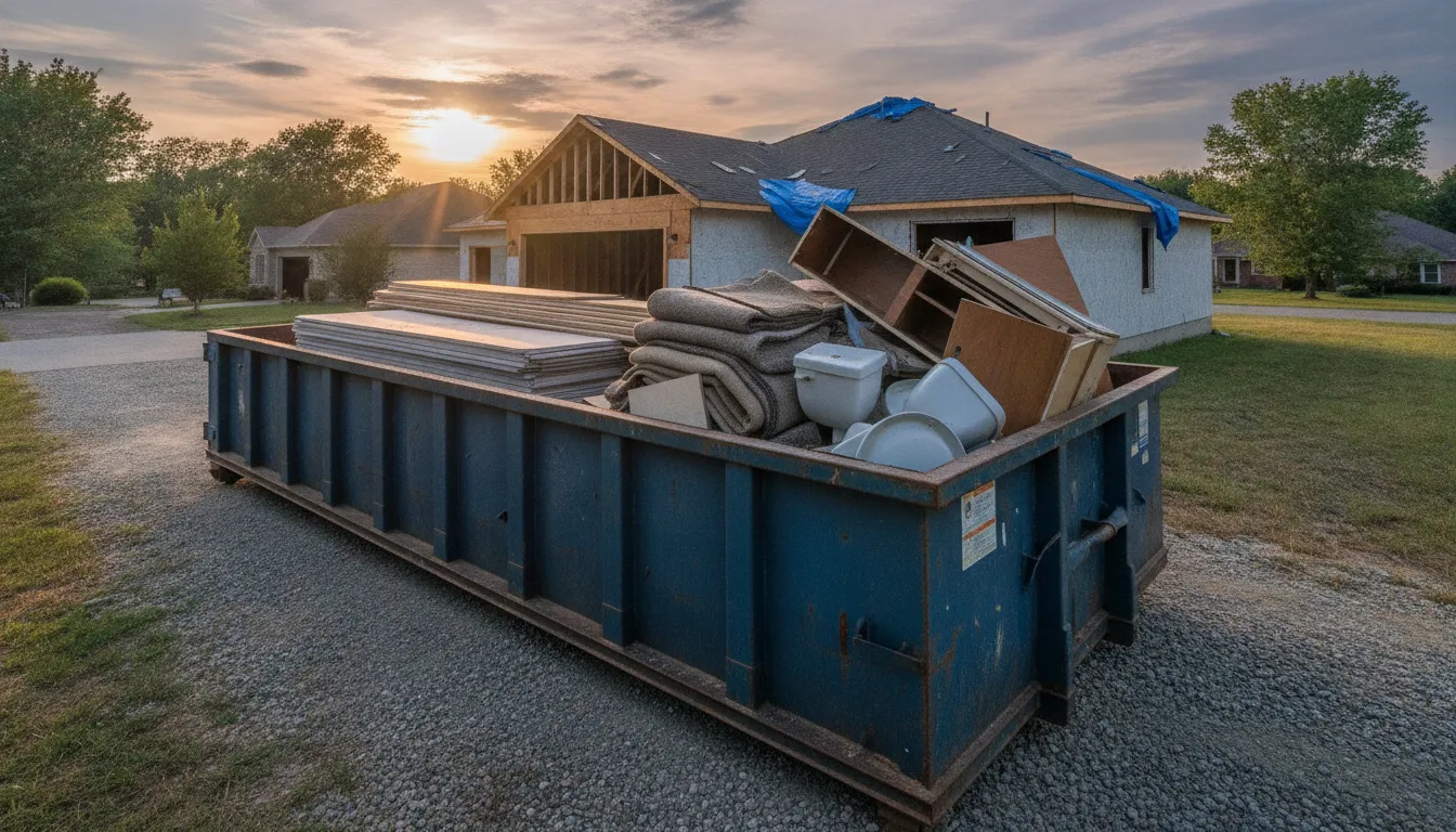 15-yard dumpster loaded safely below the fill line