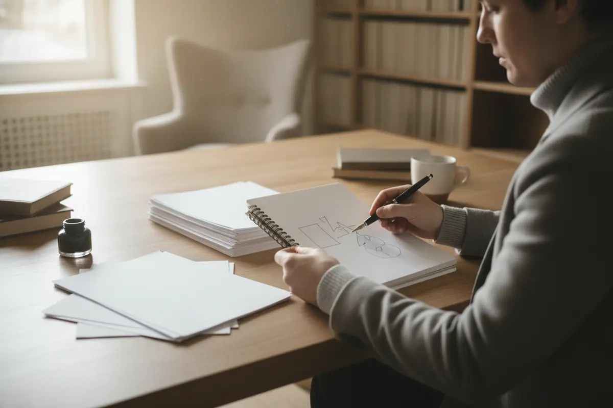 A person preparing questions and documents for a legal consultation