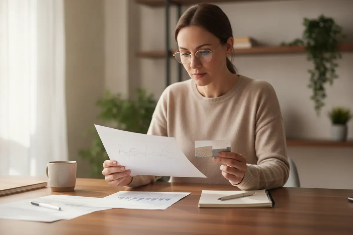 A reviewer comparing transaction records with a bank card statement
