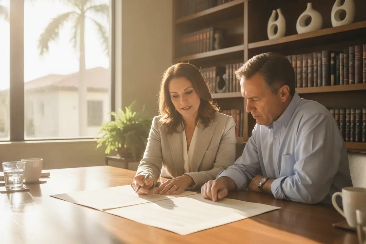 Client and attorney reviewing a written DUI representation agreement