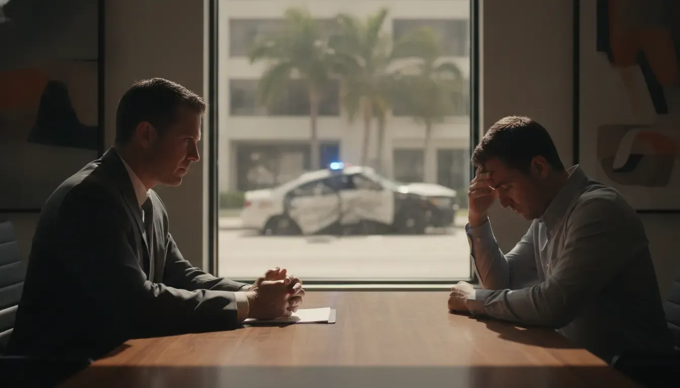 Florida DUI accident lawyer meeting with a client after a crash