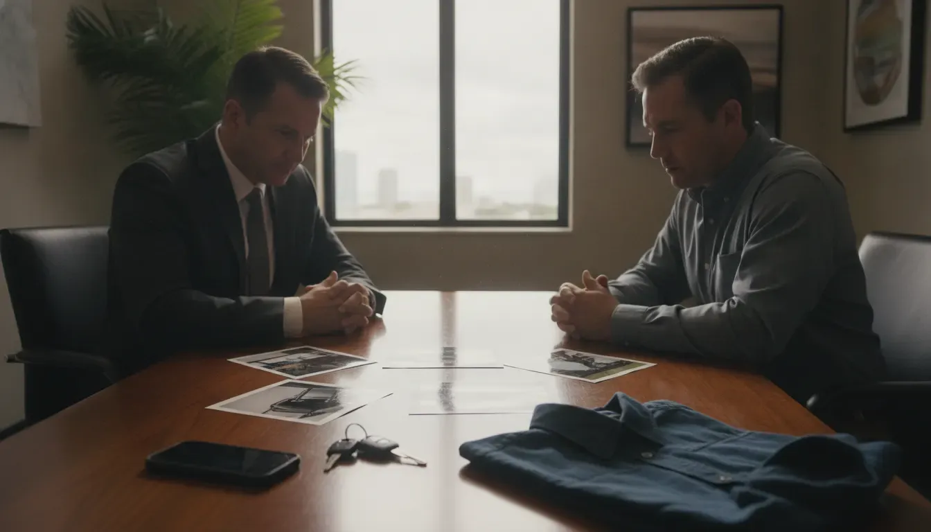 DUI accident lawyer reviewing Florida crash evidence with a client