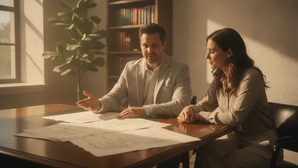 Temporary restraining order lawyer reviewing Florida injunction papers with a client