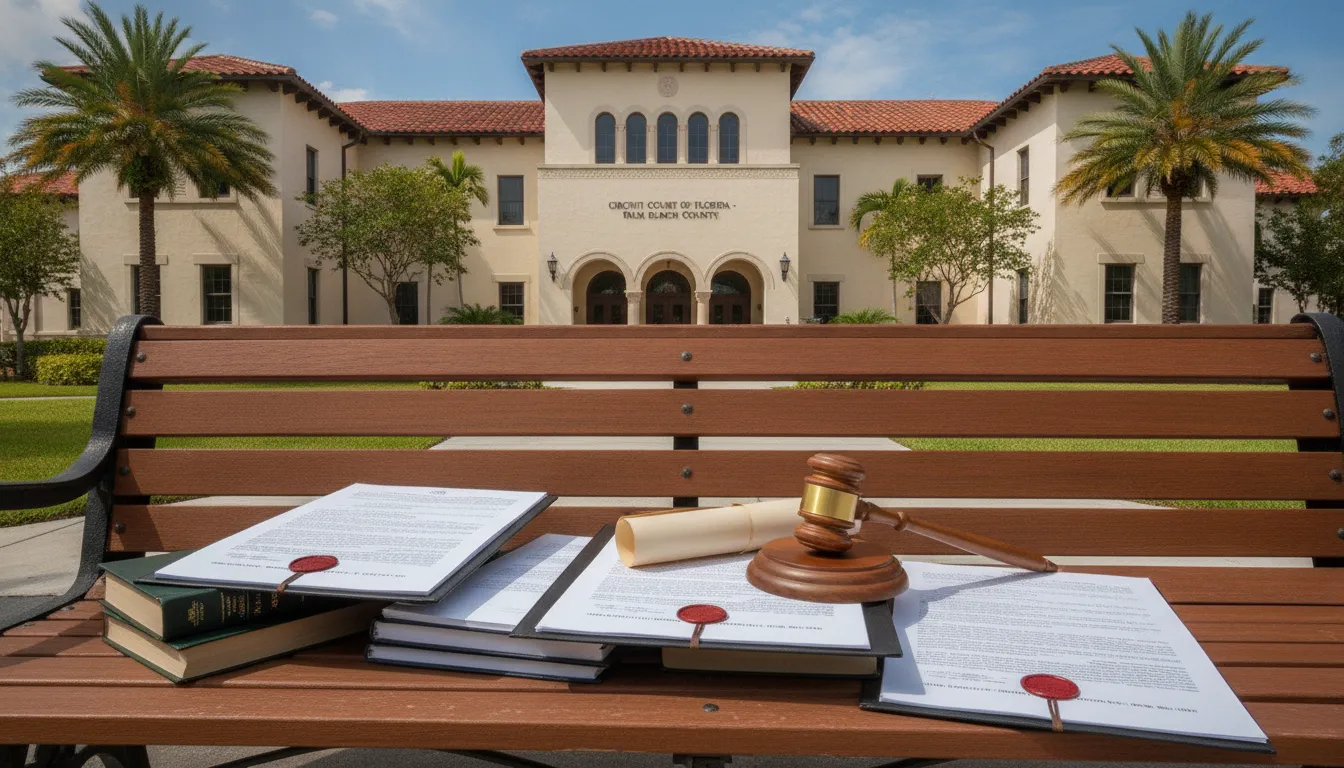 Florida courthouse with legal documents for expungement