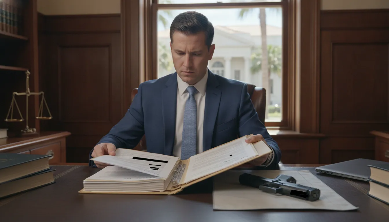 Florida criminal defense attorney reviewing a firearm possession case