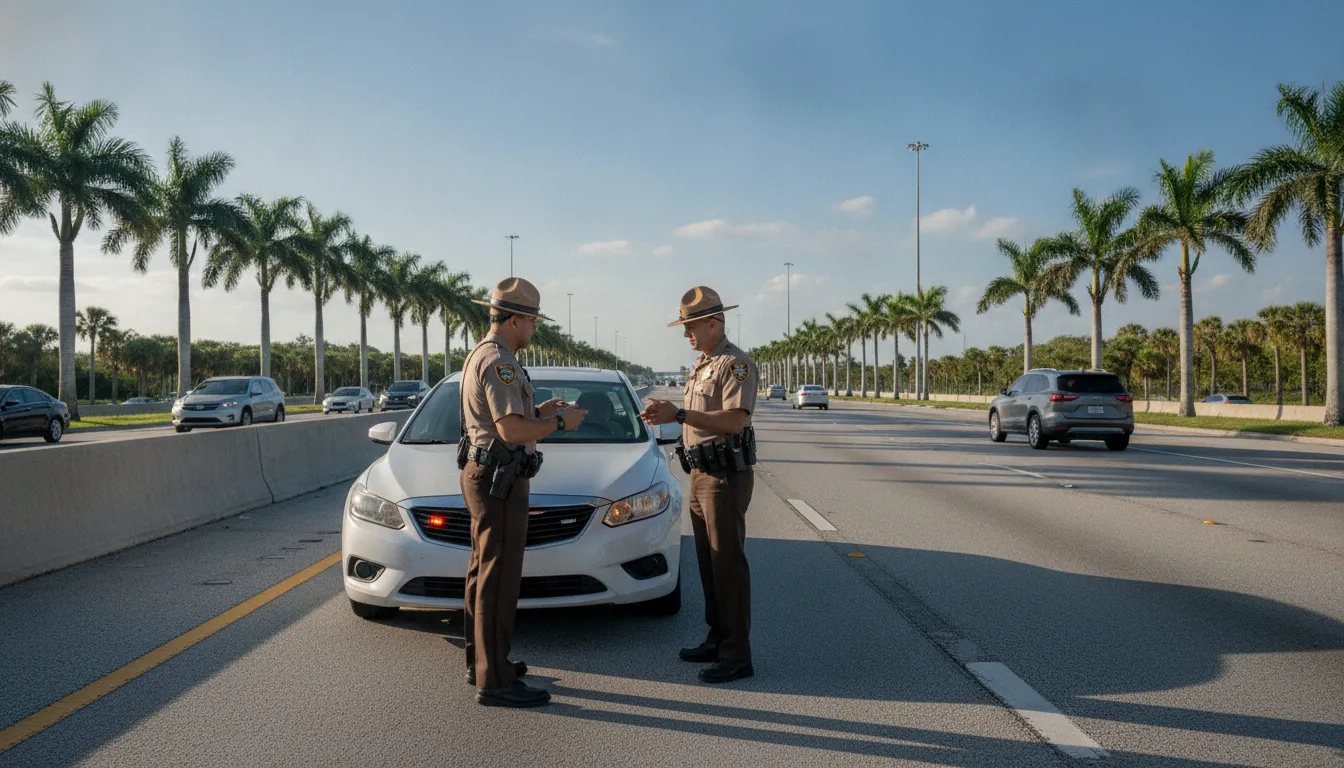 Florida traffic stop beside a parked vehicle