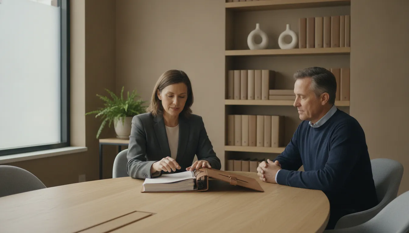 sex crime attorney consultation with a client