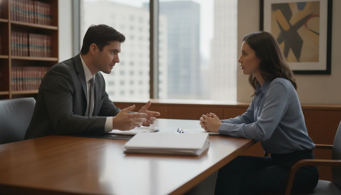 Florida DUI attorney reviewing case notes with a client