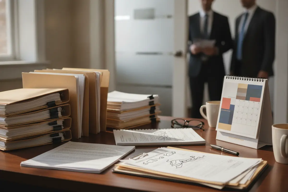 Organized documents and notes prepared for a DUI lawyer consultation