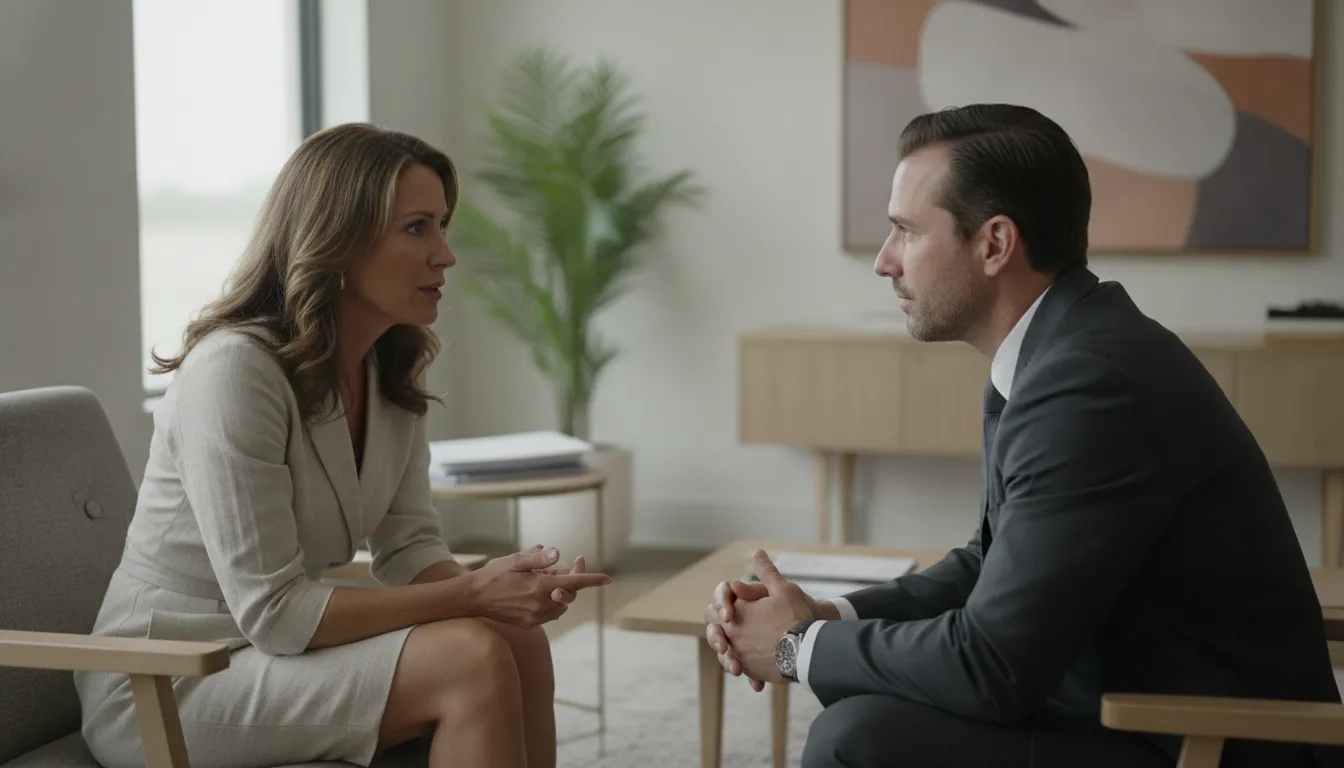 Business owner discussing a tax investigation with a defense attorney