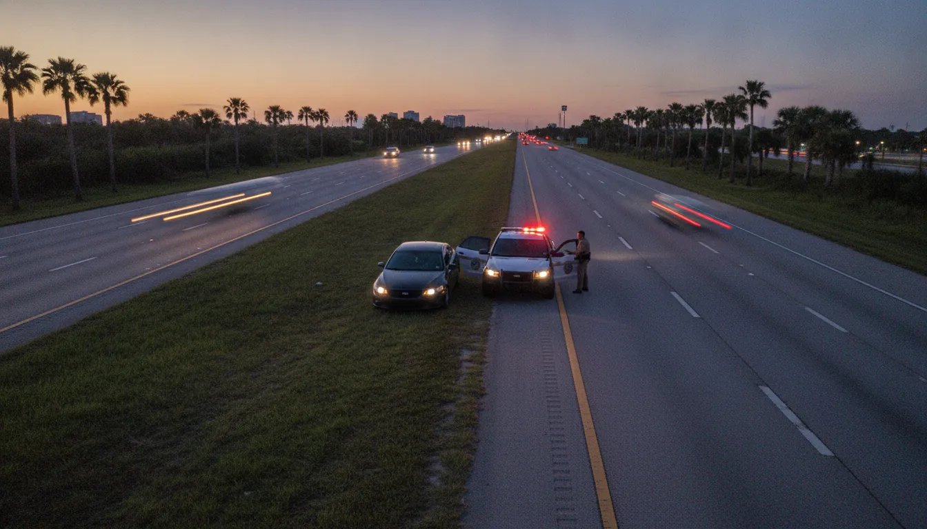 Driver speaking with an officer during a Florida traffic stop