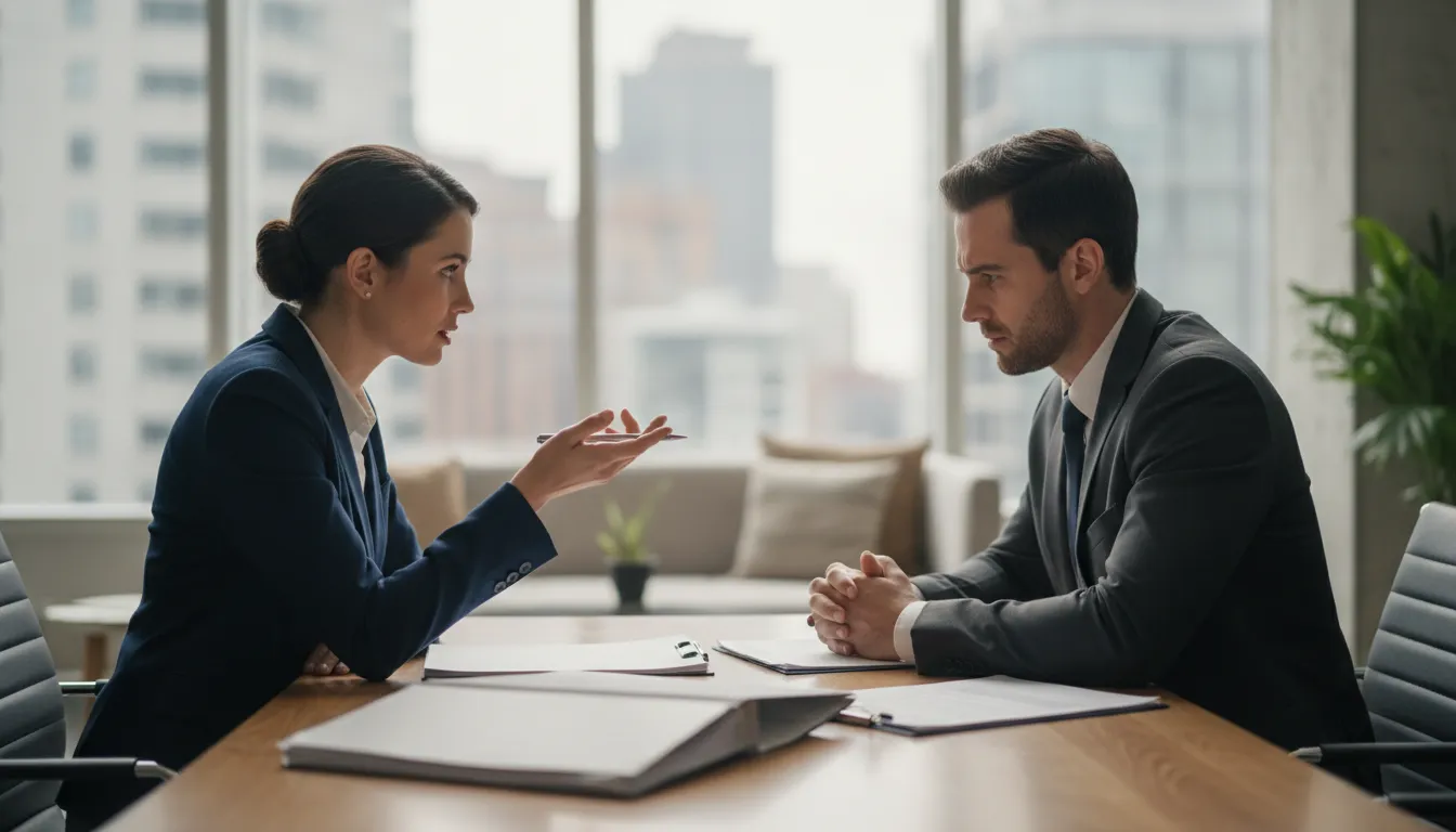 Attorney and client discussing criminal trial preparation