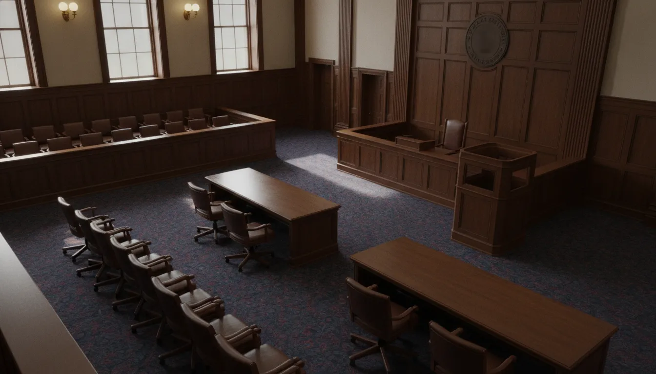 Florida courtroom prepared for a criminal trial